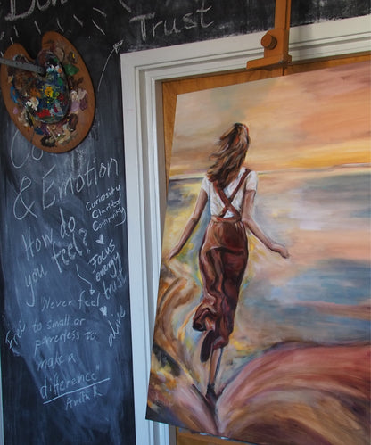 Leap of light painting by Ingela Johansson in the artists studio