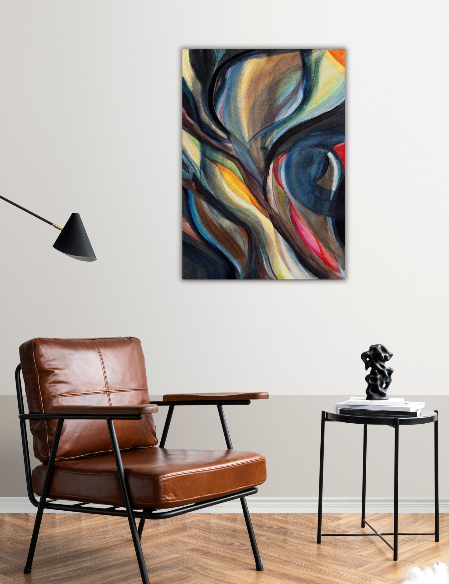 Abstract painting showing dark and light contrasts by Ingela Johansson 