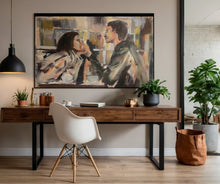 A woman and a man looking into each other eyes. Painted by artist Ingela Joahnsson