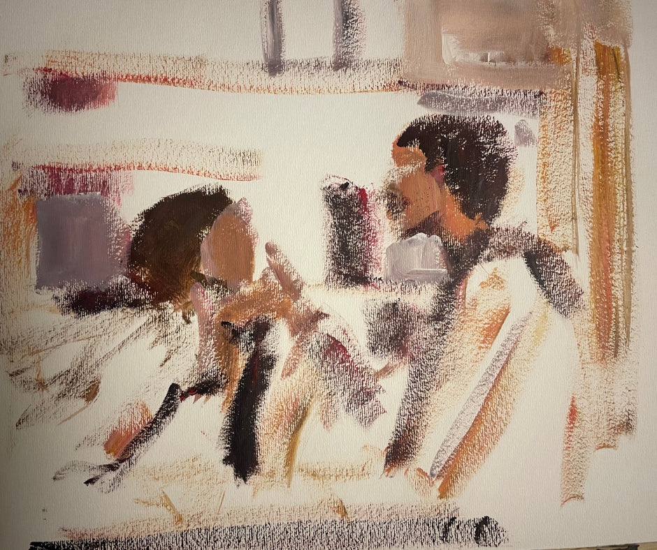 Painting process of Love is in the air by Ingela Johansson