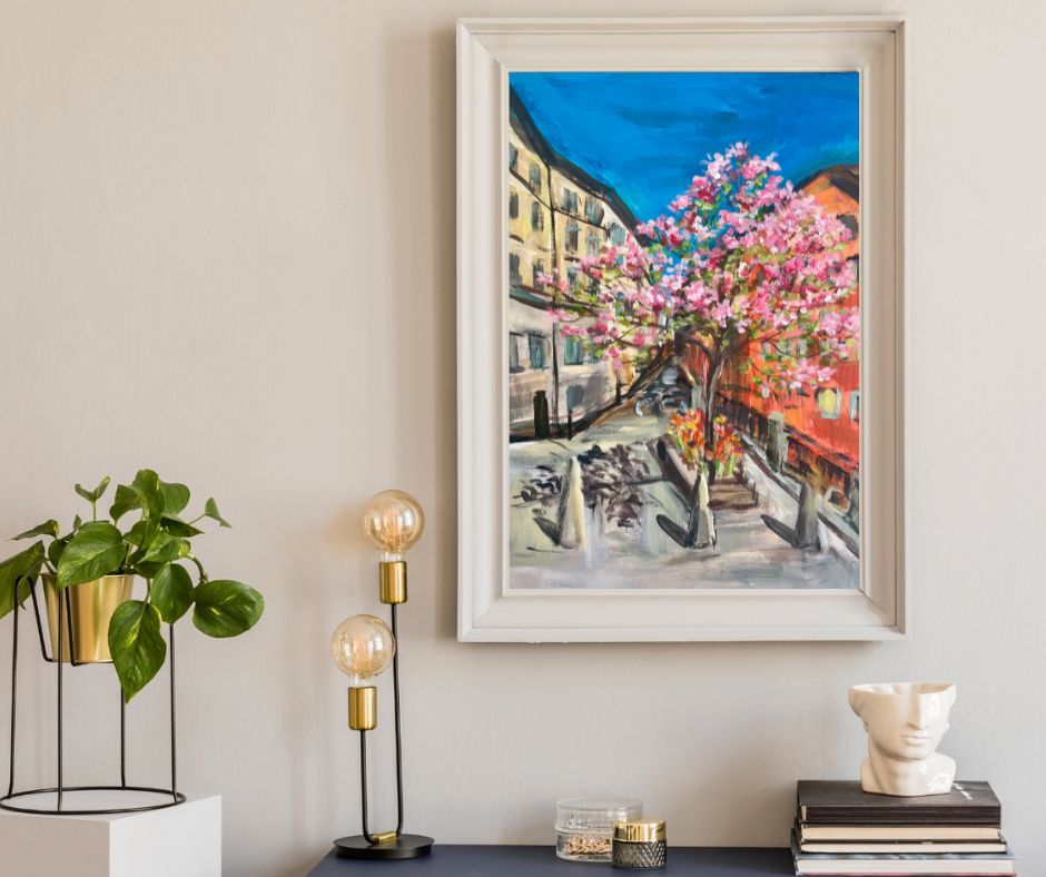 Framed fine art print of Magnolia and Tulips by Ingela Johansson