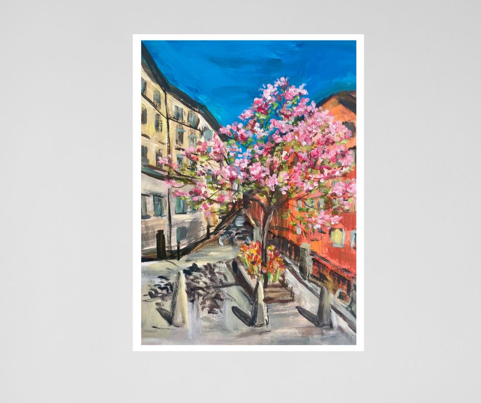 Fine art print Magnolia and Tulips on matt museum quality paper