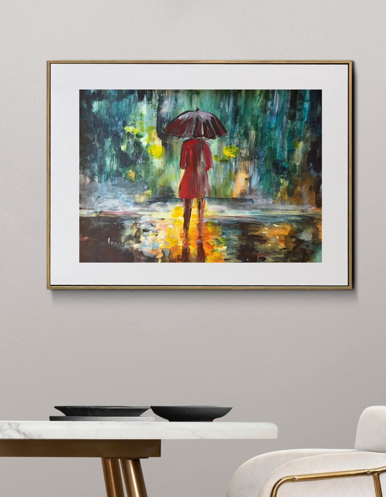 Rain at the Threshold by Swedish artist Ingela Johansson work on paper 
