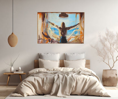 "Open" – A powerful and emotional canvas print by Ingela Johansson, symbolizing a fresh start, the willingness to embrace change, and the beauty of new beginnings.
