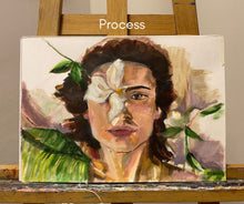 "Orchid Woman" – A limited edition canvas print by Ingela Johansson, exploring the delicate balance of resilience and vulnerability, process photo