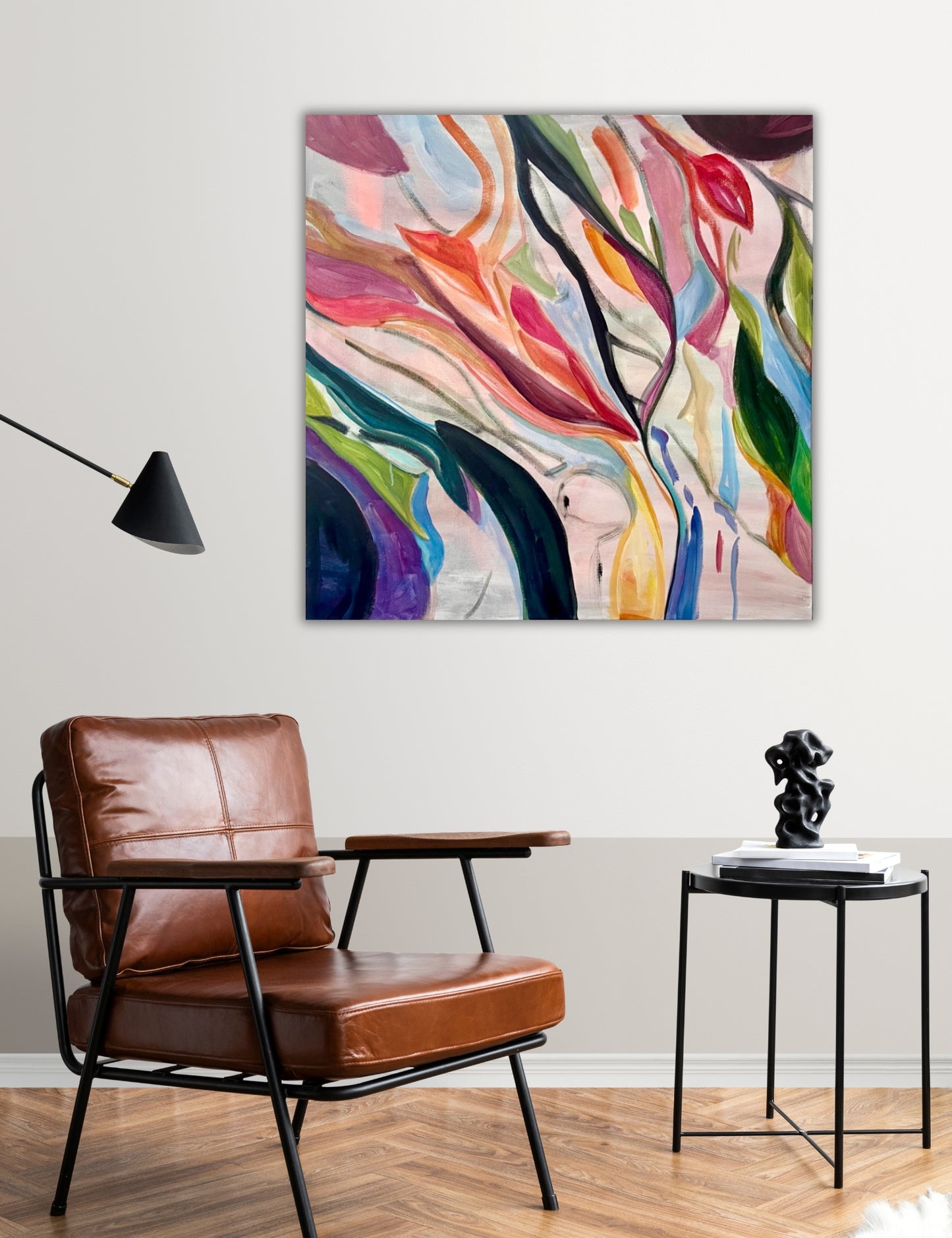 Play a painting about joy, play and flow by Ingela Johansson Swedish artist 