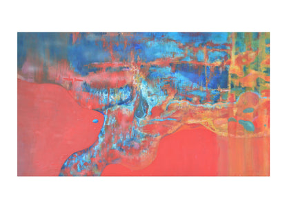 Red Drop original abstract mixed media and acrylic painting by Swedish artist Ingela Johansson co-created with the song Better Way