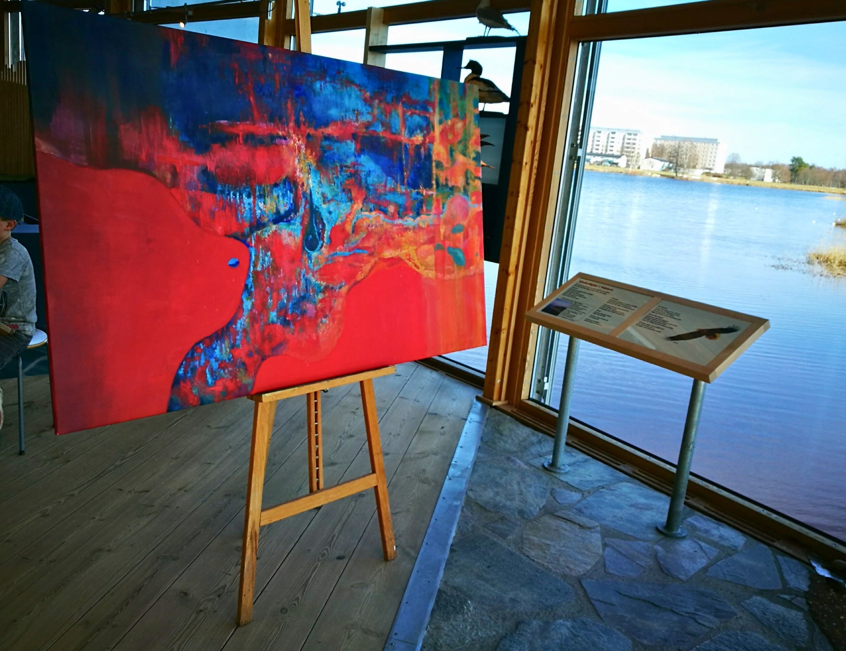 Red Drop abstract expressive painting by Ingela Johansson at Naturum