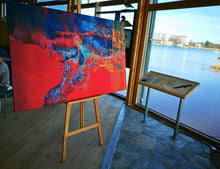 Red Drop abstract expressive painting by Ingela Johansson at Naturum