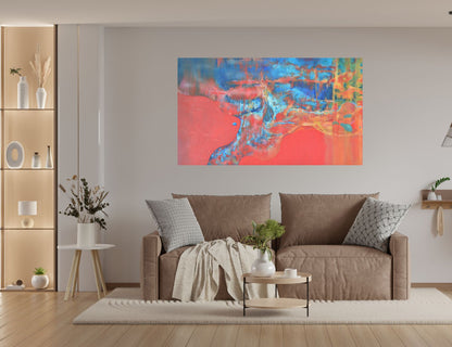 Red Drop original artowkr by Ingela Johansson in a Scandinavian style living room