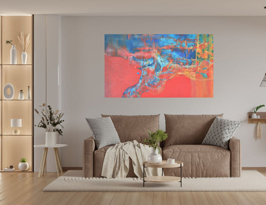 Red Drop original artowkr by Ingela Johansson in a Scandinavian style living room