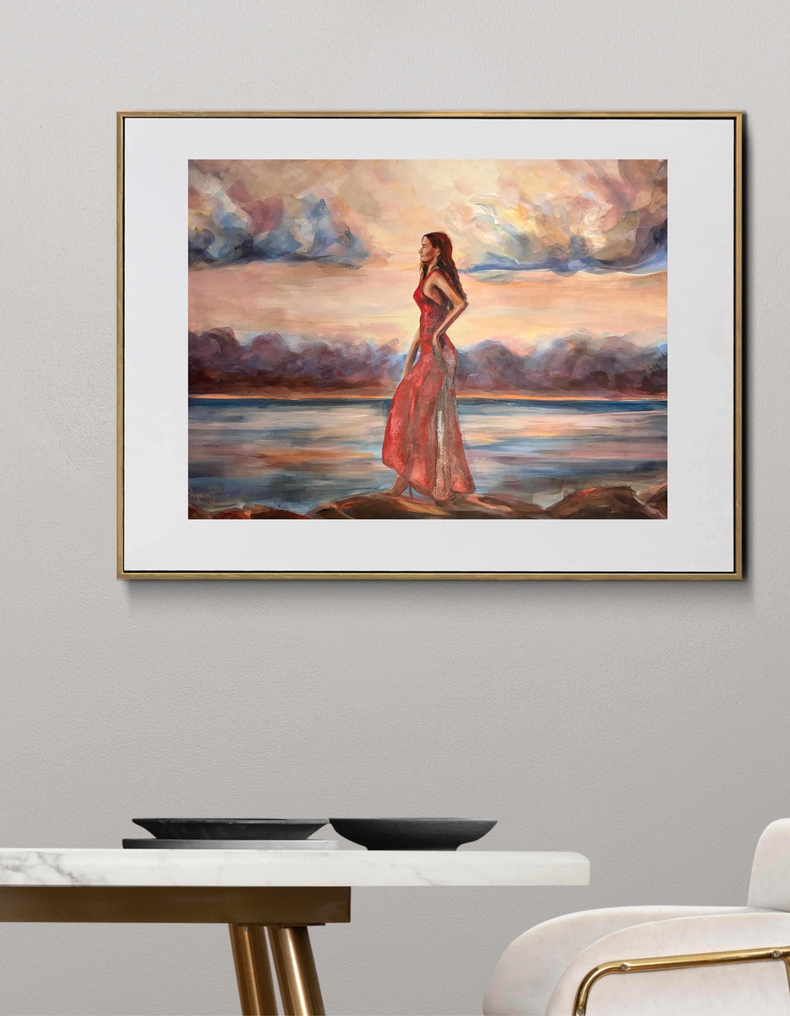 Sovereign in Red — fine art print, RED Collection by Ingela Johansson, shown in interior