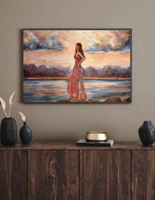 Sovereign in Red fine art print on paper, styled in interior, RED Collection by Ingela Johansson