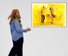 'Spin me round' canvas print by Ingela Johansson, a couple dancing in ink, art with movement