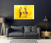 Wall display of the 'Spin me round' canvas print by Ingela Johansson in a modern living room, adding energy and elegance to the decor.