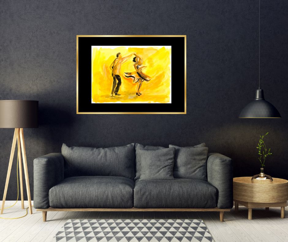 Framed Fine Art Print with Black Passepartout: "Spin me round" framed with a sleek black passepartout, creating a striking contrast to the colorful design.