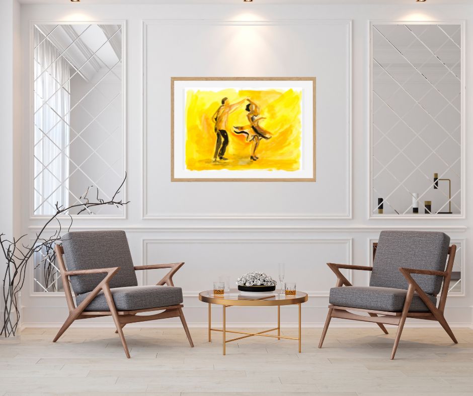 Framed Fine Art Print : "Spin me round" fr, creating a striking contrast to white and grey. 