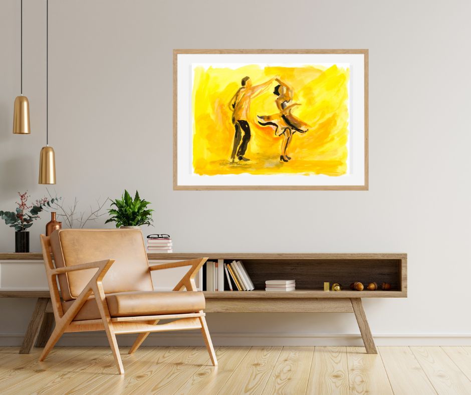 Fine Art Print of "Spin me round" from the Dancers Collection: A vibrant print showcasing graceful figures in motion, capturing the energy and joy of dance.