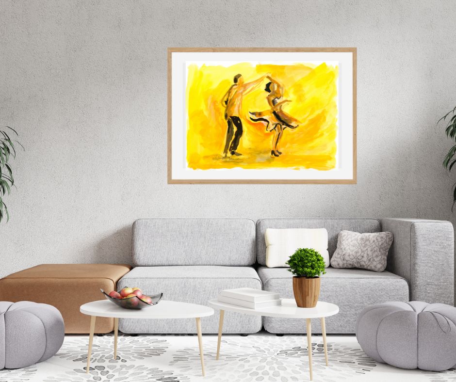 Framed Fine Art Print with White Passepartout: The artwork "Spin me round" framed in a clean, white passepartout