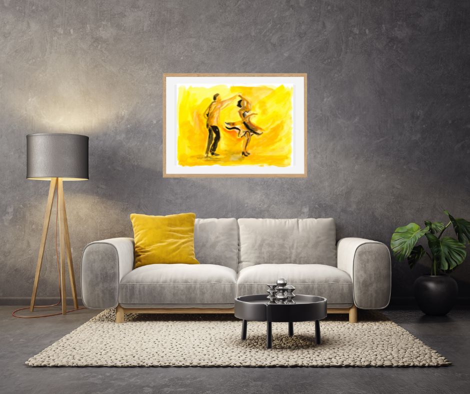 Inspiration Photo of "Spin me round" in a Modern Living Room: The artwork displayed in a living room, illustrating how it can brighten up a contemporary space.