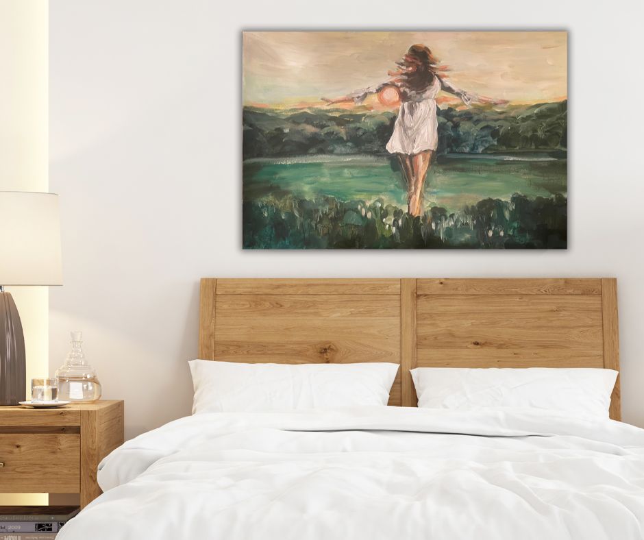 "Springlight" – A vibrant acrylic painting by Ingela Johansson, capturing the fresh energy of the first days of spring, painted in the forest and filled with joy.