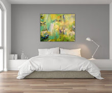 "Springtime" – A semi-abstract artwork by Swedish artist Ingela Johansson, filled with soft spring colors and vibrant green tones