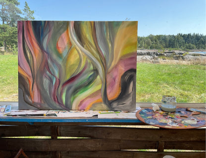 Sunset Current at painting location by Swedish artist Ingela Johansson 