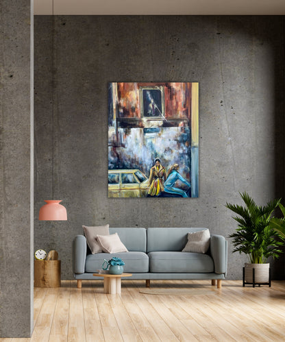 Contemporary room with “The Almost Forgotten Art of Daydreaming” on the wall, enhancing the calm and thoughtful atmosphere with soft, earthy hues.