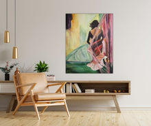 A vibrant, flowing painting by Ingela Johansson, "Transparent" represents transformation and new perspectives through soft, warm tones.