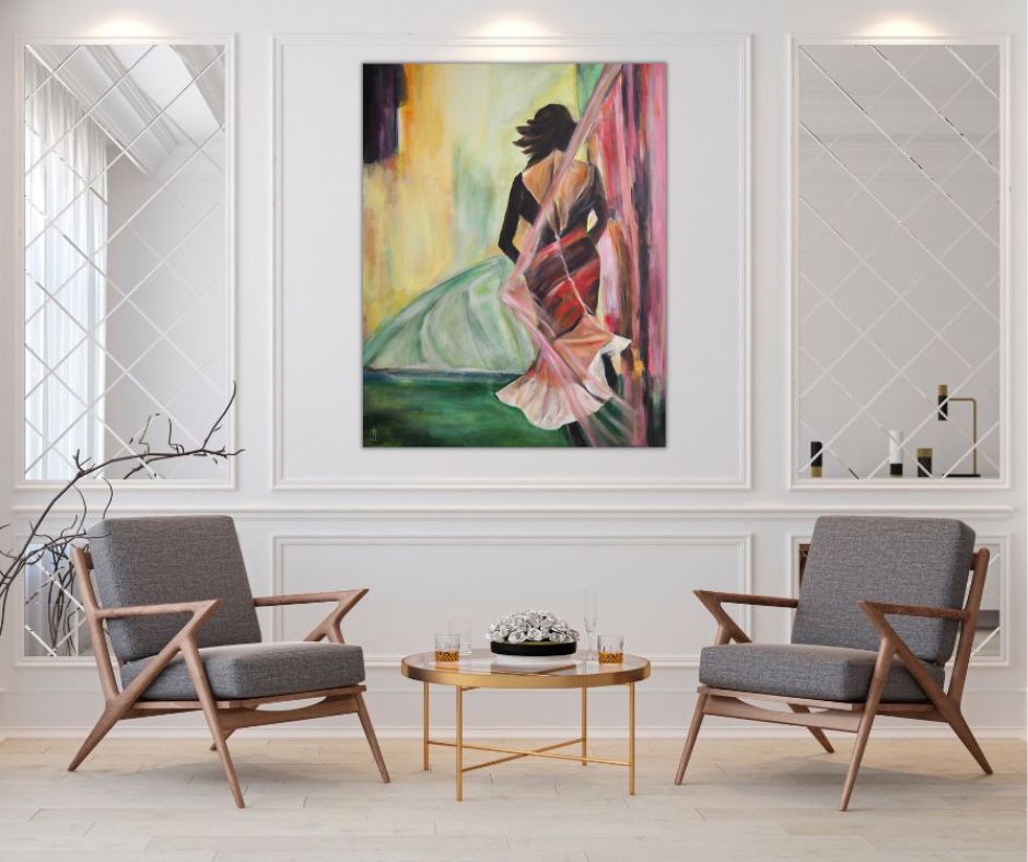 Limited edition "Transparent", a fine art canvas print by Ingela Johansson, blending color harmony and movement to symbolize personal discovery.