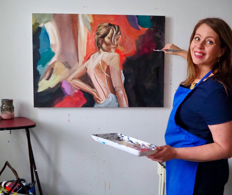 "Turn Around" – A canvas print by Ingela Johansson, where a woman’s turning glance becomes a moment of transformation and new possibilities.