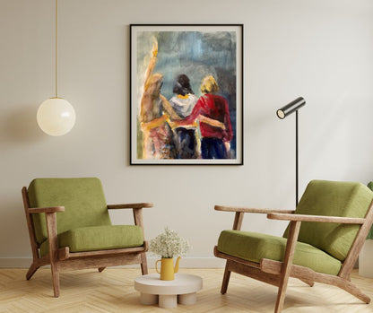 "Women, Life and Freedom" – A limited edition print on fine art paper by Ingela Johansson, depicting the powerful connection of friendship between women,