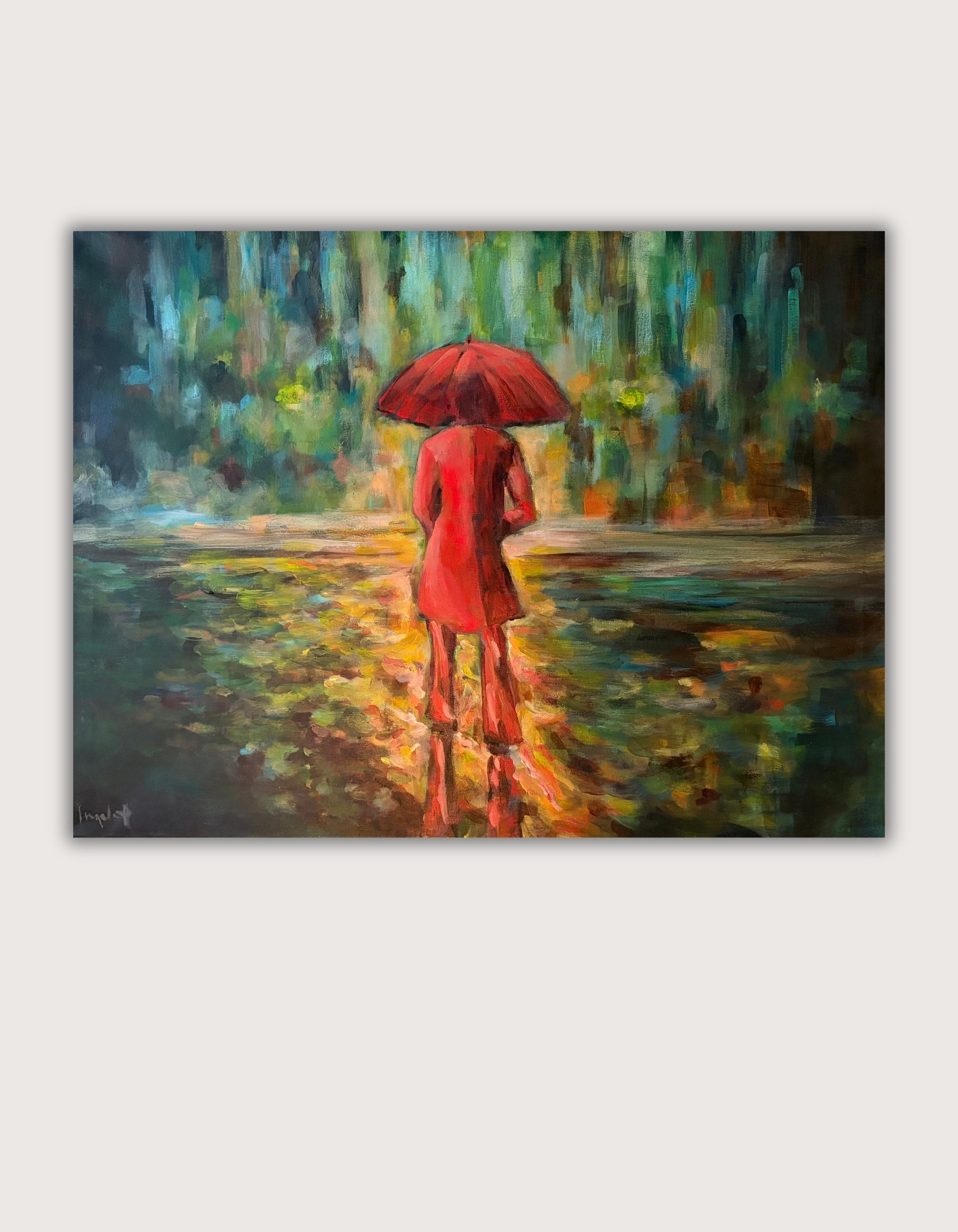 Ask Me Anyway – original acrylic painting by Swedish artist Ingela Johansson on canvas, RED Collection 