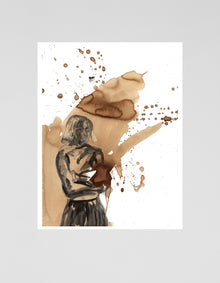 Before Coffee fine art print by Ingela Johansson, made from an original coffee and ink painting
