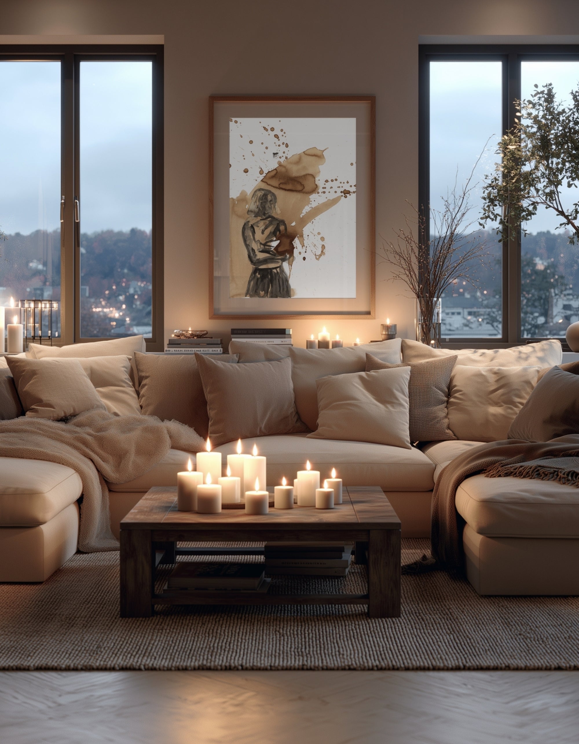 Before Coffee fine art print by Ingela Johansson, displayed in a contemporary living room