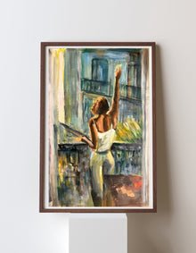 Bonjour, an original acrylic on paper by Swedish artist Ingela Johansson, delivered unframed