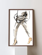 Coffee to Go fine art print by Swedish artist Ingela Johansson, painted with real coffee and ink