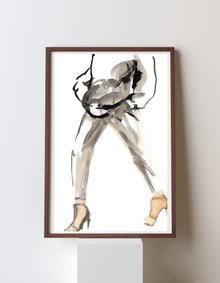 Coffee to Go fine art print by Swedish artist Ingela Johansson, painted with real coffee and ink