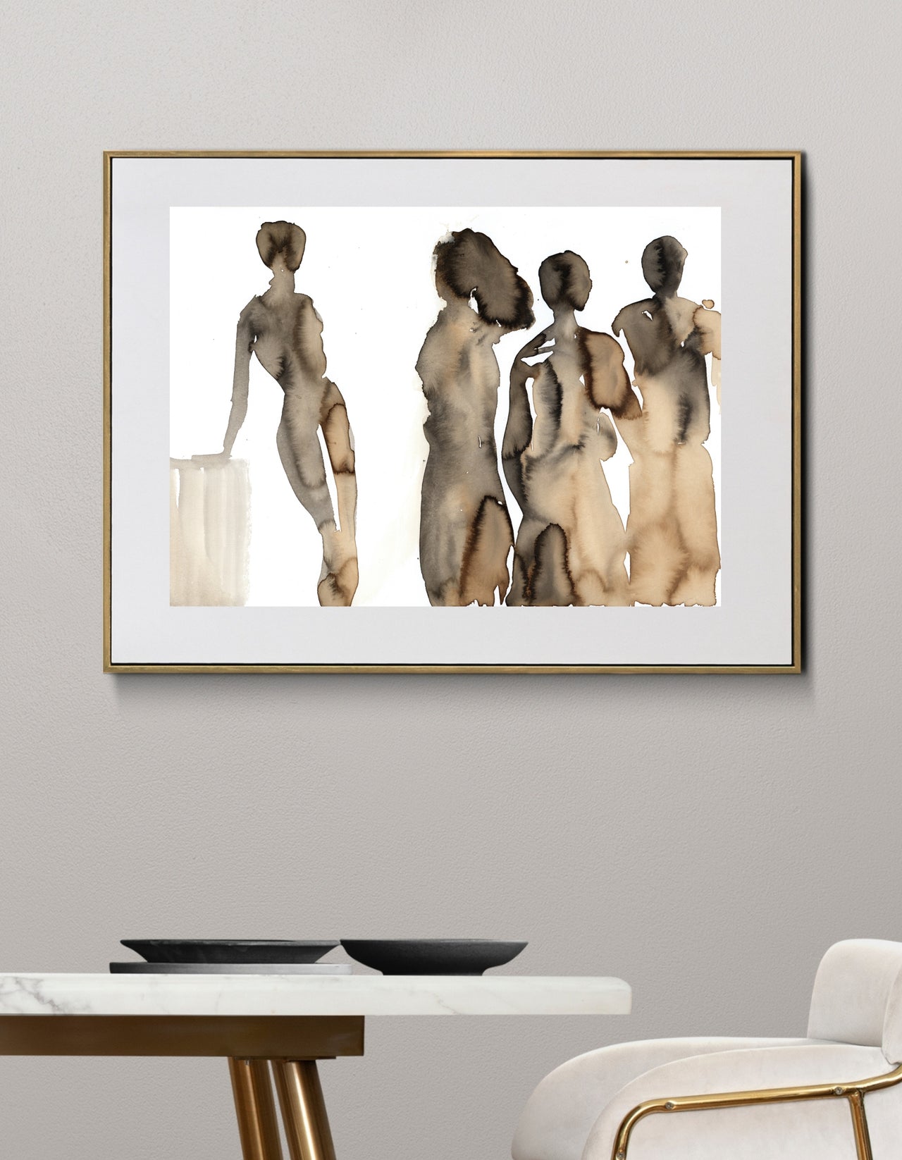 Coffee to Meet limited edition fine art print, framed, by Swedish artist Ingela Johansson