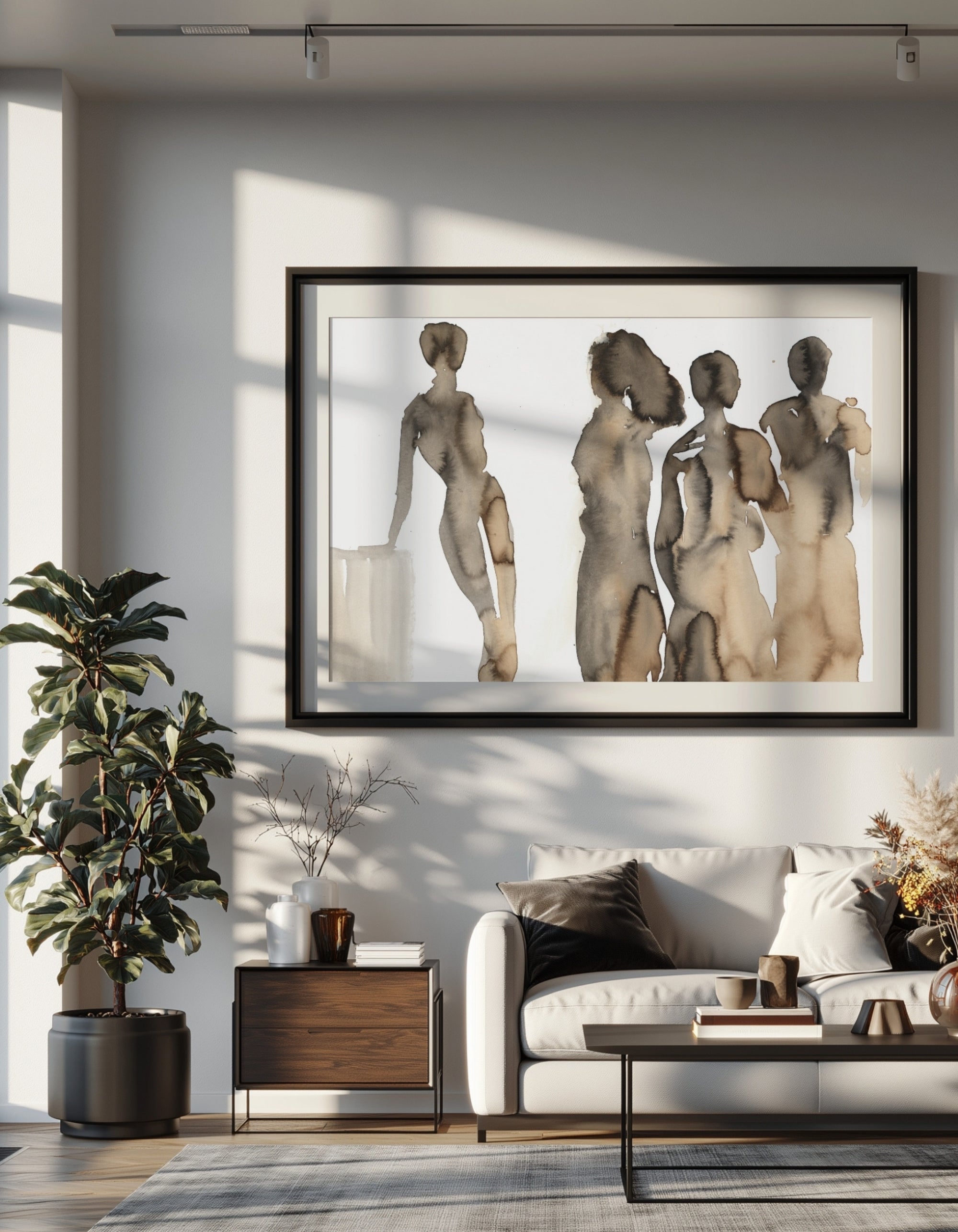 Coffee to Meet fine art print by Ingela Johansson, displayed in a Scandinavian interior