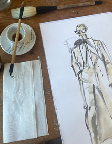 Ingela Johansson painting Coffee to Shine, part of the coffee art process