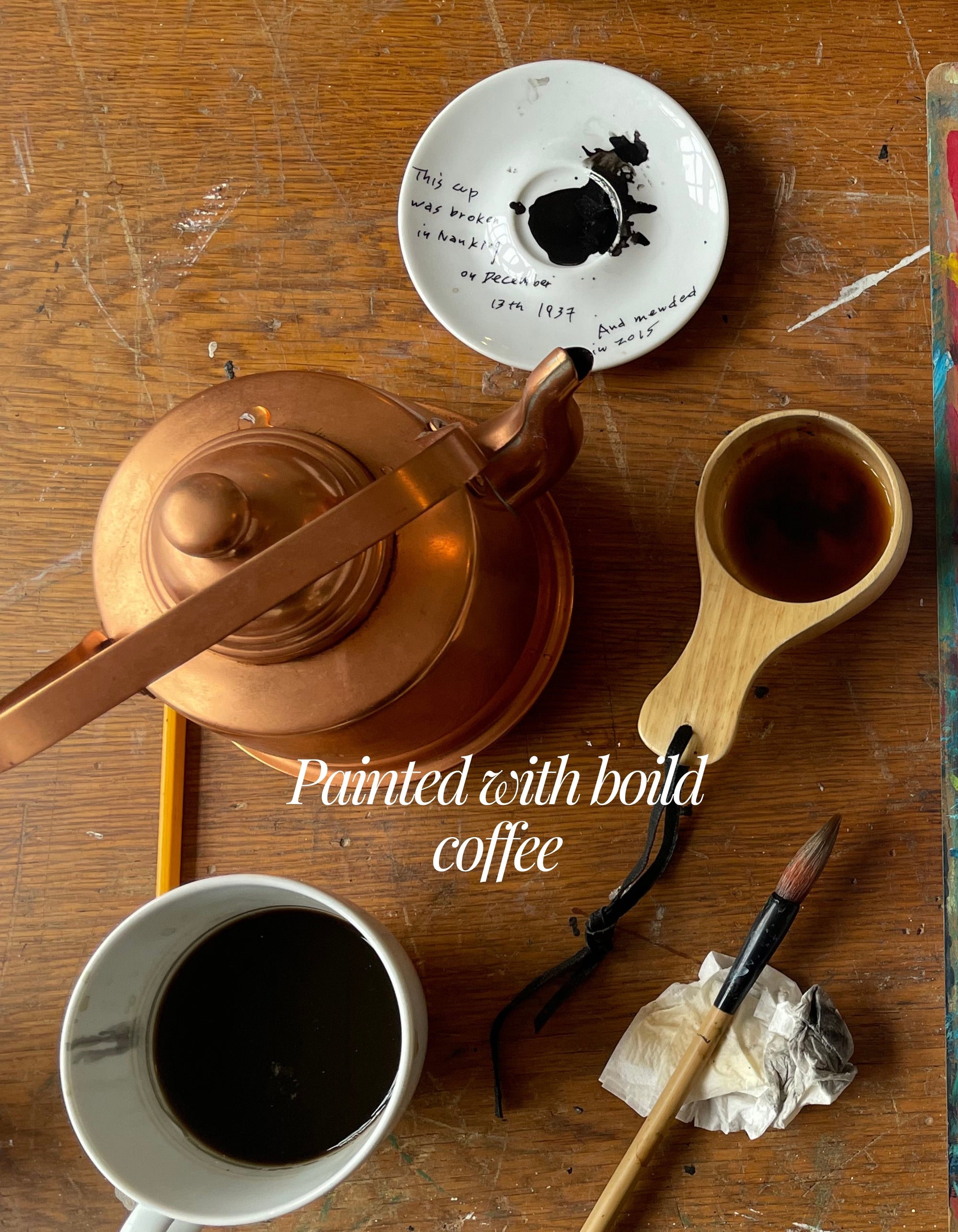 Ingela Johansson painting Coffee to Work, part of the coffee art process