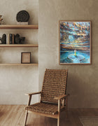 Finding Her Voice, an original work on paper by Swedish artist Ingela Johansson, displayed in a contemporary interior.