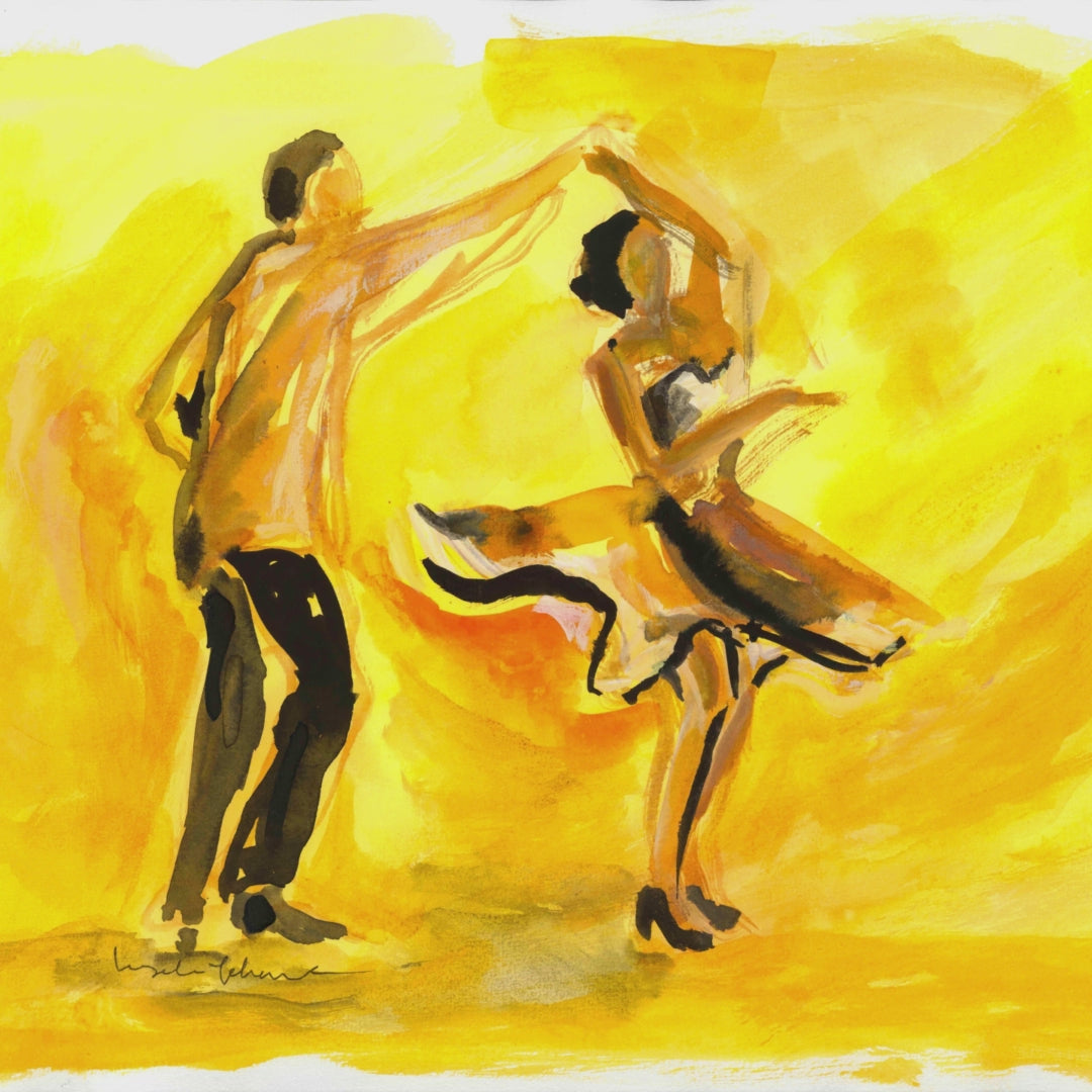 Painting process of Spin me round by Ingela Johansson 