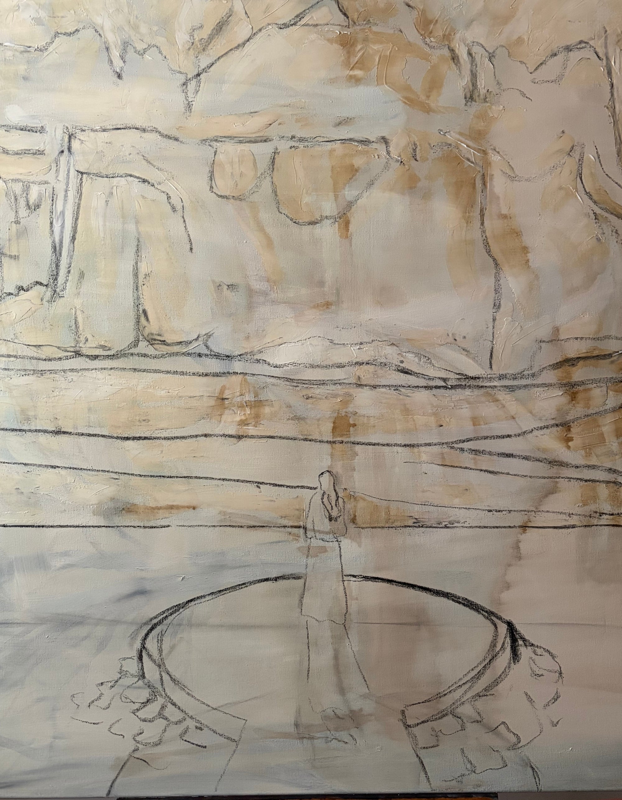 Detail of crushed marble texture built up in layers while painting Rise
