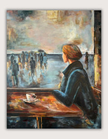 The City as a Living Film — original painting by Ingela Johansson. Art Meet Karlstad 2026.