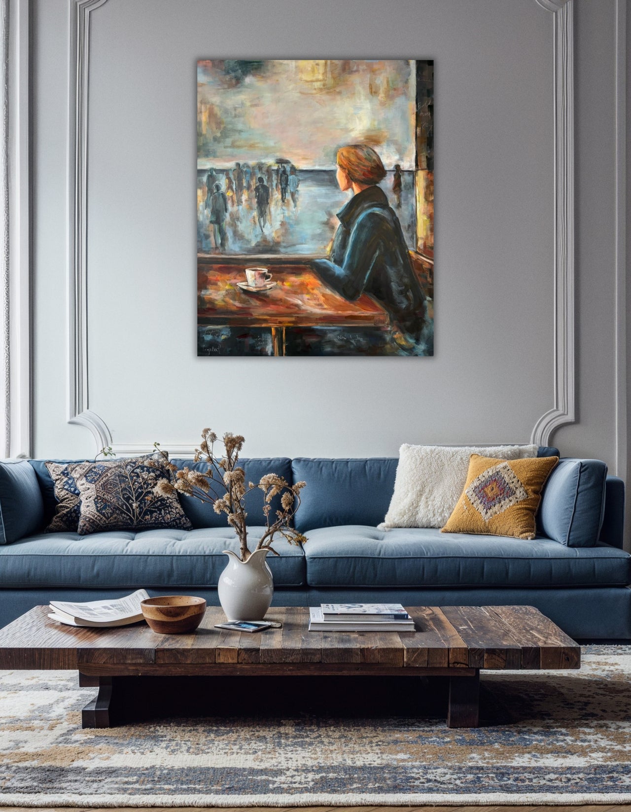 The City as a Living Film by Ingela Johansson displayed in a bright living room interior