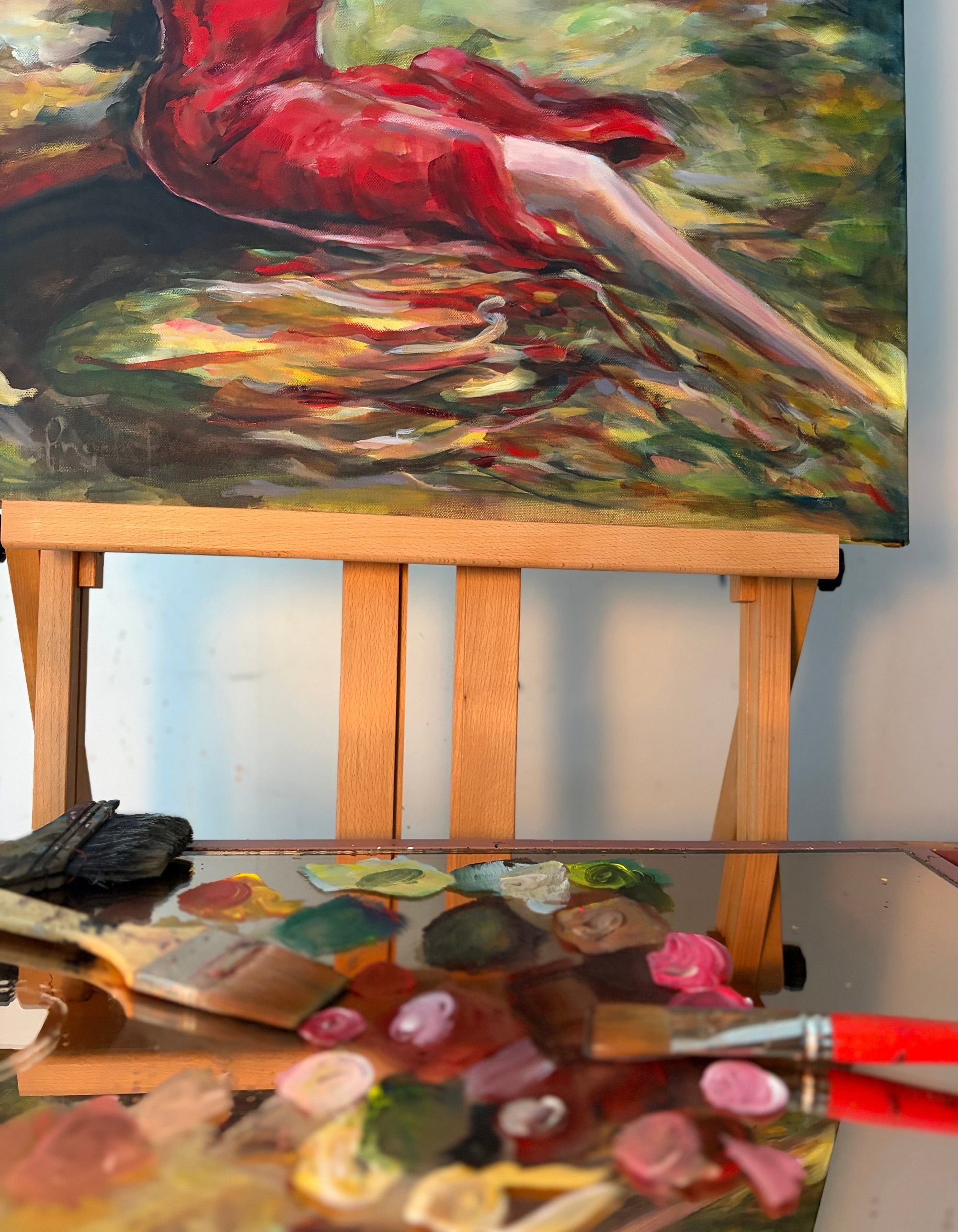 The Living Current acrylic painting by Ingela Johansson in the studio, RED Collection 