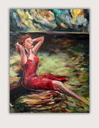 The Living Current – original acrylic painting by Ingela Johansson on canvas, RED Collection 2025